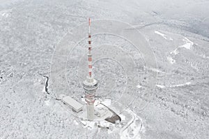 Beautiful snowy landscape with TV tower