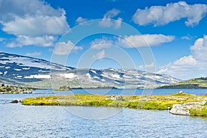 Beautiful snowy mountain landscape in Finse, Norway