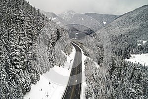 Beautiful Snowy Mountain Road Landscape Scenic Route