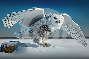 Beautiful Snowy Owl Picture set. taking flight, prey in the snow, spreading its wings and more.