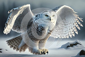 Beautiful Snowy Owl Picture set. taking flight, prey in the snow, spreading its wings and more.