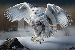 Beautiful Snowy Owl Picture set. taking flight, prey in the snow, spreading its wings and more.
