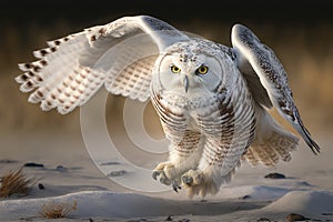 Beautiful Snowy Owl Picture set. taking flight, prey in the snow, spreading its wings and more.