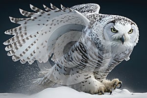 Beautiful Snowy Owl Picture set. taking flight, prey in the snow, spreading its wings and more.