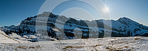 Beautiful snowy Swiss Alps as seen from Niederbauen above the Emmeten