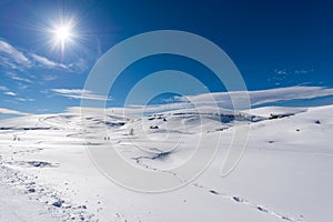 Beautiful Snowy Winter Landscape of the Lessinia Plateau - Veneto Italy