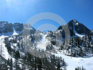 Beautiful snowy winter landscape in the mountains