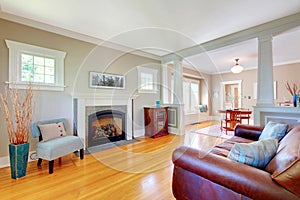 Beautiful soft natural living room interior design.