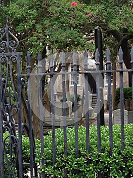 Beautiful somber quiet cemetery surrounding