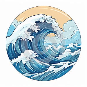 Beautiful Southern Ocean Wave Illustration In Cartoon Style