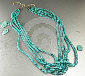 Beautiful Southwestern jewelry multiple strands of Blue Turquoise heishi necklace