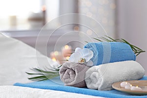 Beautiful spa composition on massage table