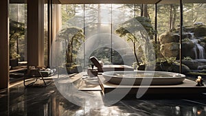 A beautiful spa with a glass wall HD glass wall mockup 1920 * 1080 background photo