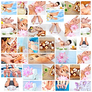 Beautiful Spa massage collage.