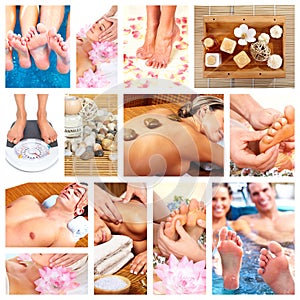 Beautiful Spa massage collage.