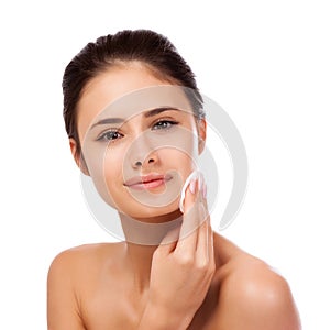 Beautiful Spa Woman Touching her Face