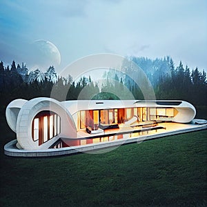 beautiful space age architecture concept