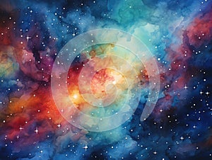 A beautiful space digital watercolors artwork