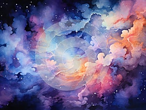 A beautiful space digital watercolors artwork