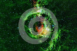 Beautiful space, green nebula. Elements of this image were furnished by NASA