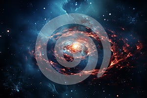 Beautiful Space Shining Core of Galaxy with Stars Nebula Rotating Spiral Universe