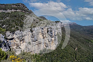 Beautiful spanish mountain landscape near the small village Rupit in Catalonia, park national