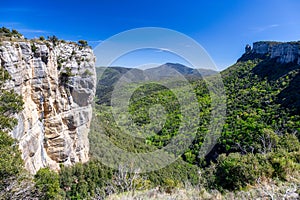 Beautiful spanish mountain landscape near the small village Rupit in Catalonia, park national