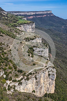 Beautiful spanish mountain landscape near the small village Rupit in Catalonia, park national