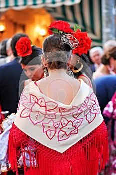 Beautiful spanish women in the Fair, Seville, Andalusia, Spain