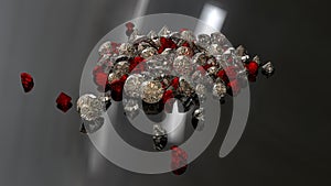 Beautiful Sparkling Placer of Diamonds on a Light Reflective Surface. 3d Rendering.