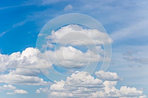Beautiful sparse clouds in the blue sky.Cloudscape.Sunny day. blue sky background with a tiny clouds.Cumulus cloud