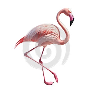 A beautiful specimen of pink flamingo isolated on white background with png file (with transparent background) attached