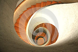 Beautiful Spiral Wooden Staircases in Tai Kwun, Hong Kong