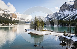 Beautiful Spirit Island in Maligne lake, Jasper National park, Canada