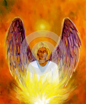 Beautiful spiritual Angel. Painting and graphic effect.