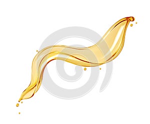 Beautiful splash with drops of sunflower oil isolated on a white background