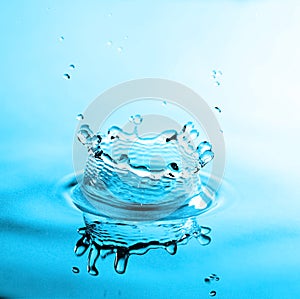 Beautiful splash of water blue drops