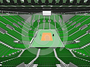 Beautiful sports arena for volleyball with green seats and floodlights - 3d render