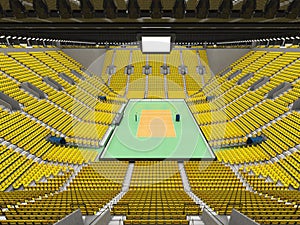 Beautiful sports arena for volleyball with yellow seats and VIP boxes - 3d render