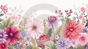 Beautiful spring flowers floral background. Generative AI
