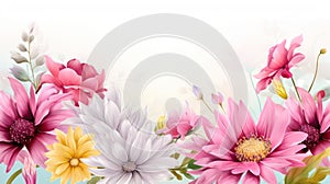 Beautiful spring flowers floral background. Generative AI