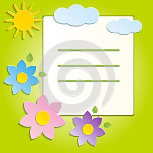 Beautiful Spring Flowers Green Background -Vector