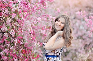 Beautiful Spring Girl with flowers