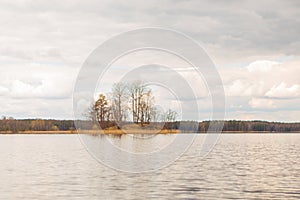 Beautiful spring landscape with river and forest. photo