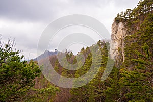 beautiful spring mountains with a little snow with a beautiful sky and sunny day, czech beskydy