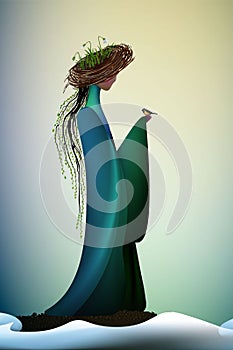 Beautiful spring new look idea, New contemporary spring, spring fantasy icon fantastic spring angel, silhouette of angel