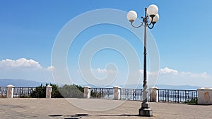 Beautiful square with lamppost in a sunny day, in the city of Cagliari, Sardinia Italia photo