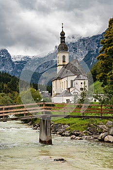 Beautiful of the St. Sebastian Church in Ramsau am Berchtesgaden