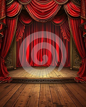 A beautiful stage with a large red curtain