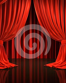 A beautiful stage with a large red curtain